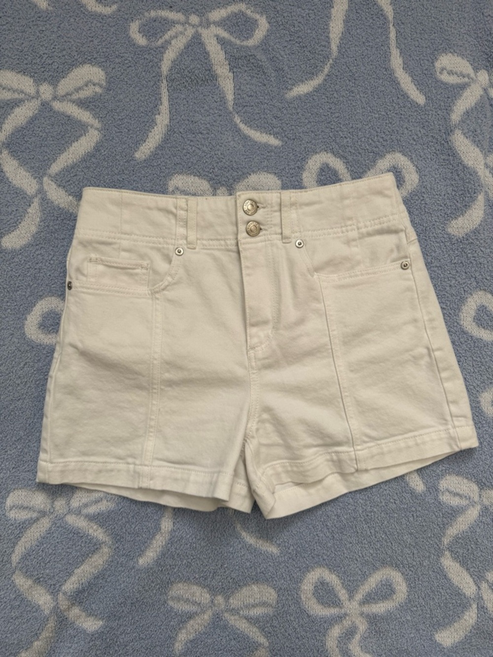 Seamed High Rise Denim Shorts (25)